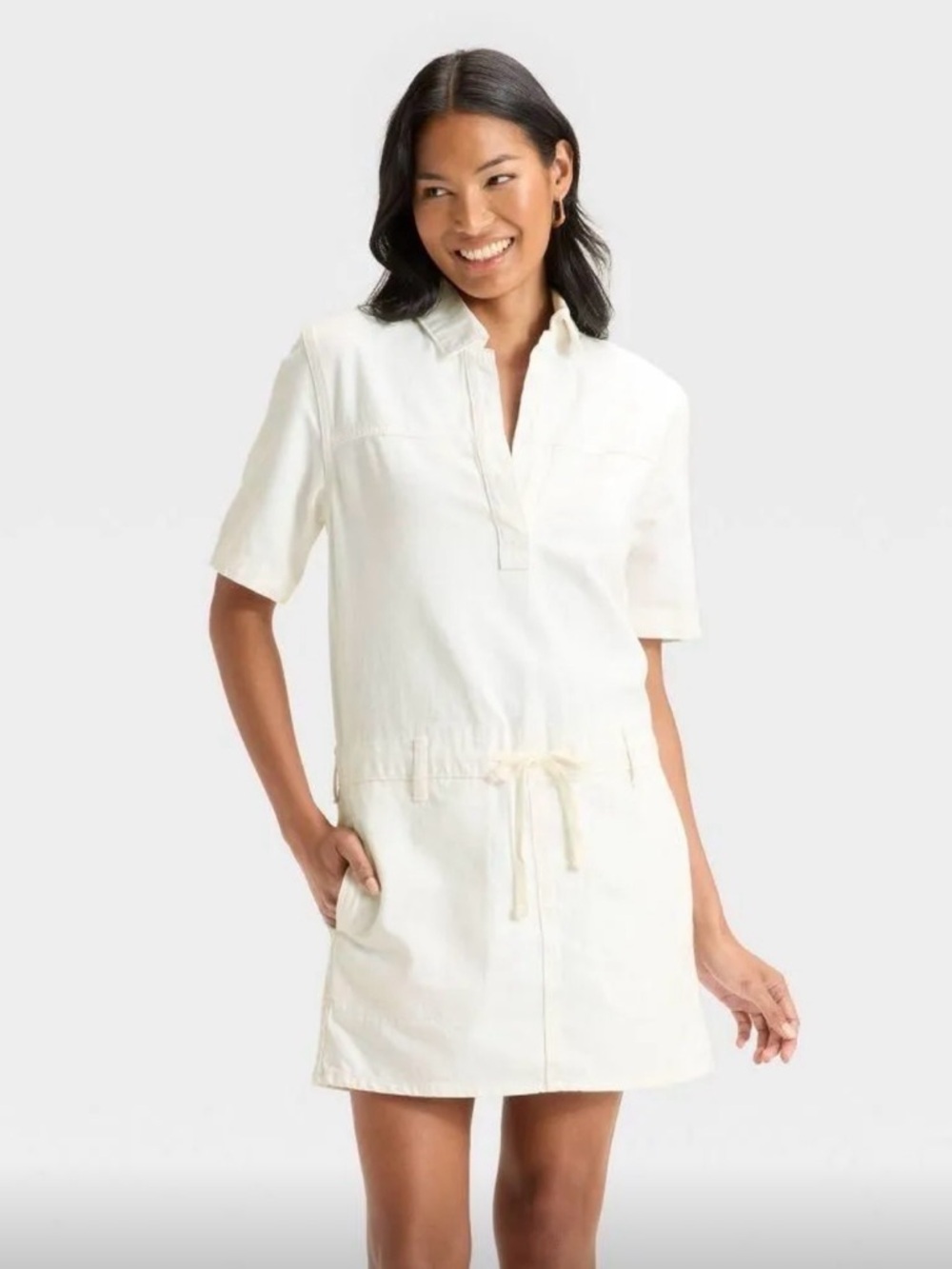 Drawstring Mini Dress -Universal Thread White L Dress